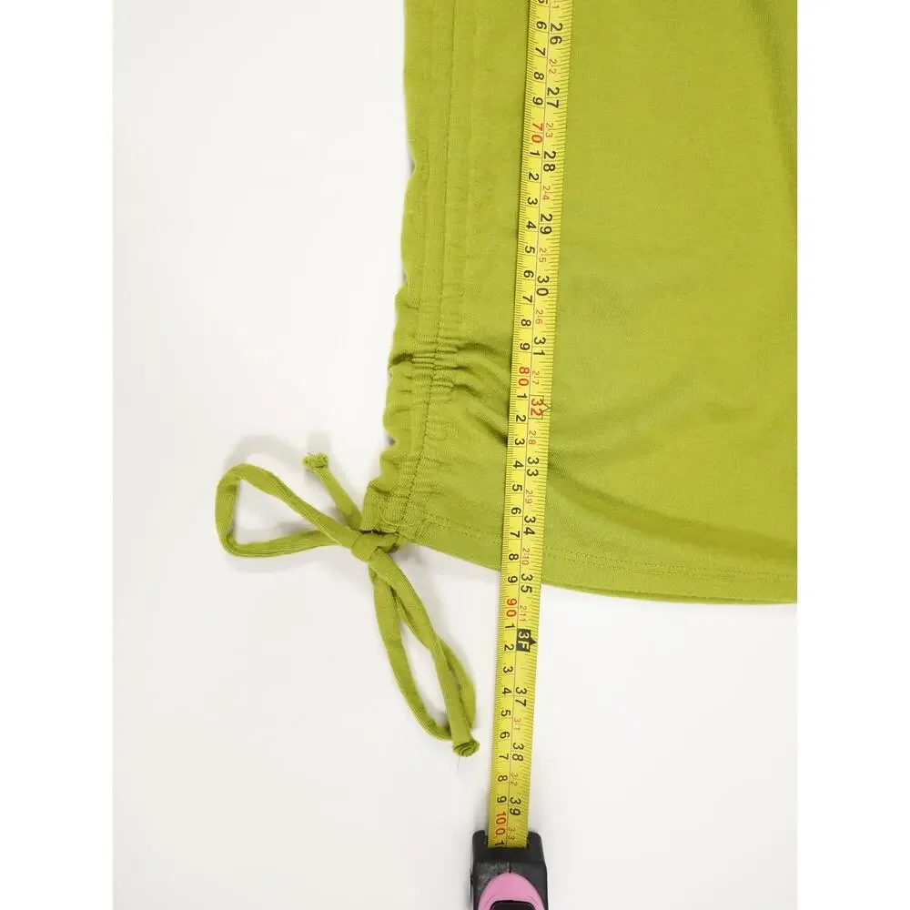 Y2K Boho Luxe Ruched Side Tie Mini Dress Chartreuse Free-est Free People M